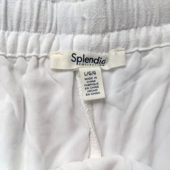 NWT Splendid White Textured Campside Shorts with Elastic Waist Sz L
